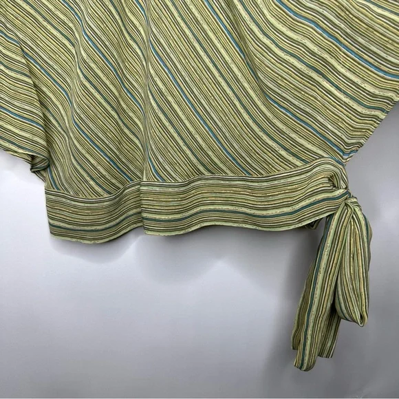 SOLD! New York & Company Striped Green Brown Flare Sleeve Blouse L #X0927 - Picture 13 of 15